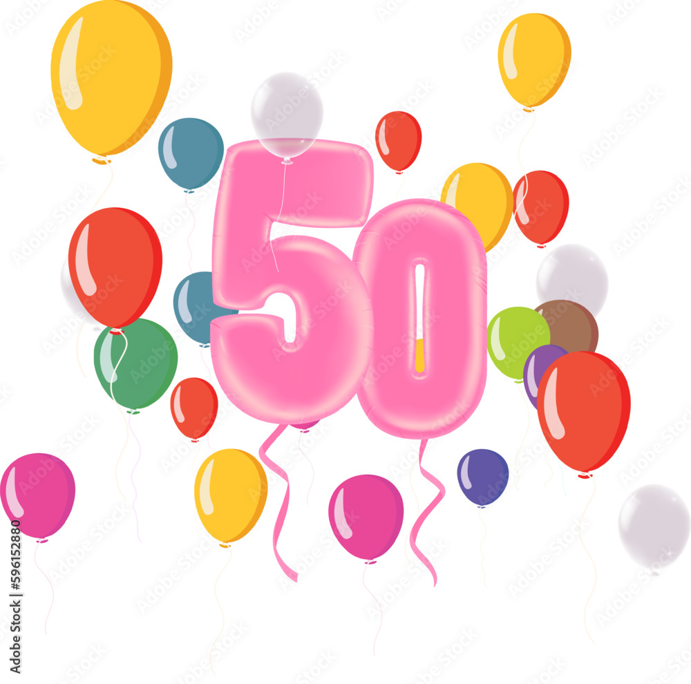 50 Years Anniversary Celebration Balloons Transparent Background. Vector Illustration 50 Years Anniversary Celebration Balloons Transparent Background. Vector Illustration