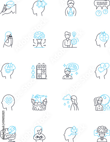 Psychological Help linear icons set. Therapy, Counseling, Support, Recovery, Healing, Empathy, Compassion line vector and concept signs. Understanding,Insight,Coping outline illustrations