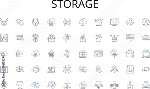 Storage line icons collection. Sprint, Scrum, Agile, Iterative, Collaboration, Feedback, Adaptable vector and linear illustration. Lean,Retrospective,Velocity outline signs set