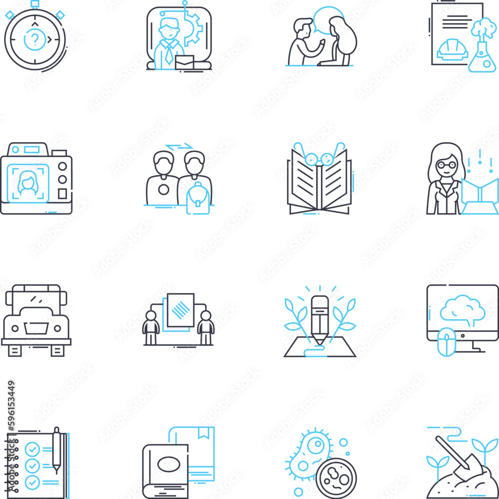 Specialization linear icons set. Expertise, Proficiency, Mastery, Skill, Technique, Craft, Ability line vector and concept signs. Talent,Artistry,Precision outline illustrations