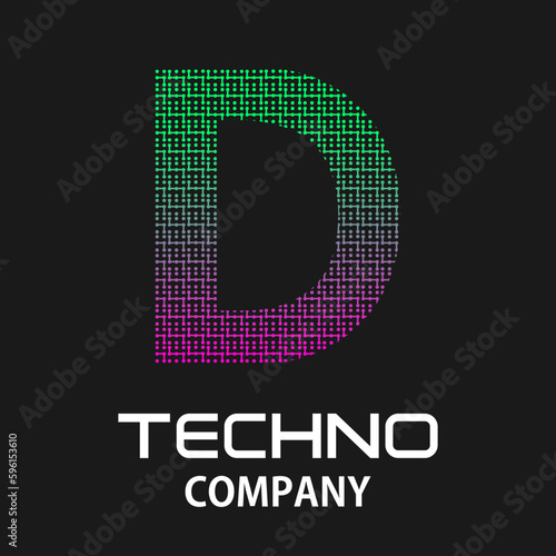 d letter technology design template illustration