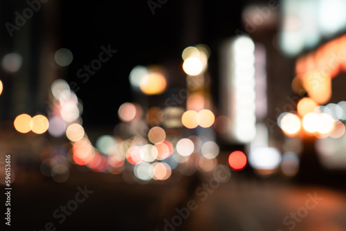 Night bokeh city street blur warm light background © Becris