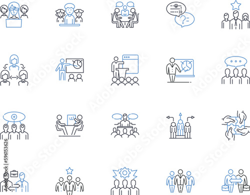 Executive briefing line icons collection. Leadership, Strategy, Communication, Decision-making, Management, Insight, Briefing vector and linear illustration. Planning,Innovation,Research outline signs © michael broon
