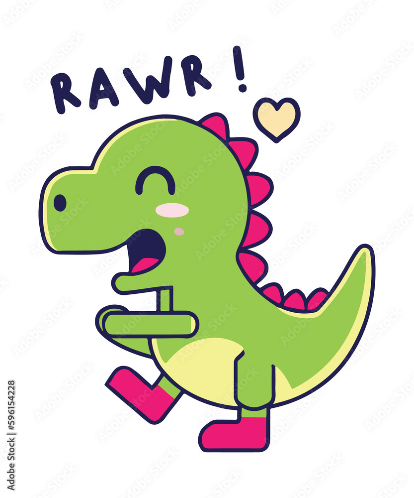 Fototapeta premium RAWR.! Cute Dinosaur Cartoon