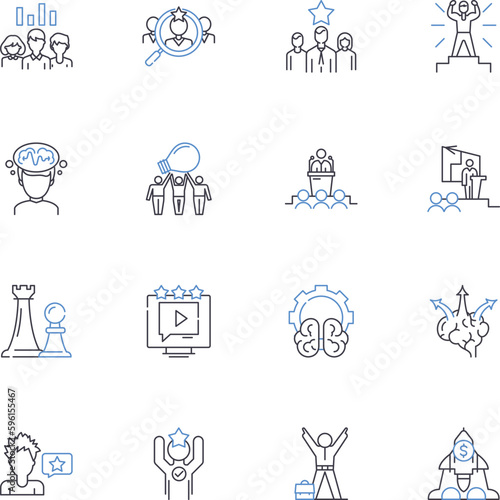 Rulership line icons collection. Authority  Leadership  Monarchy  Dominion  Power  Control  Governance vector and linear illustration. Sovereignty Reign Rule outline signs set