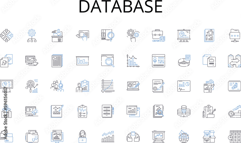 Database line icons collection. Strength, Endurance, Conditioning, Agility, Mobility, Flexibility, Cardio vector and linear illustration. Core,Resistance,Nutrition outline signs set