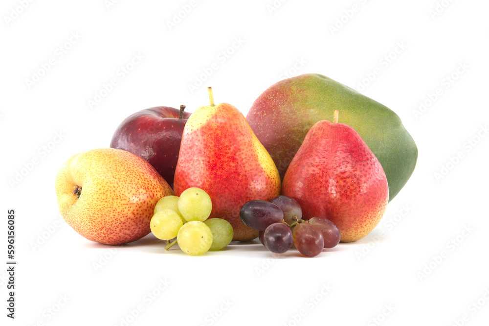 Multivitamin and juicy rich fruits over white background Multivitamin and juicy rich fruits over white background