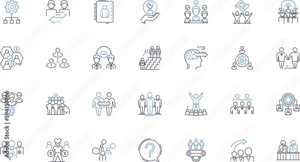 Empathy understanding line icons collection. Compassion, Sensitivity, Kindness, Empathetic, Insightful, Caring, Understanding vector and linear illustration. Supportive,Emotional,Sympathetic outline