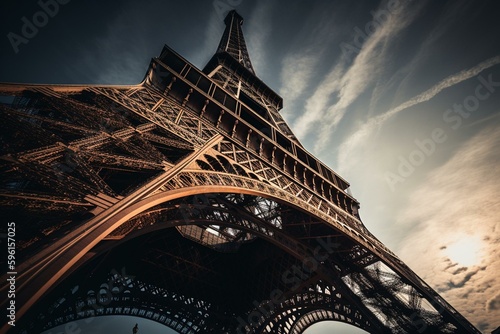 Artistic depiction of the Parisian landmark Eiffel Tower. Generative AI