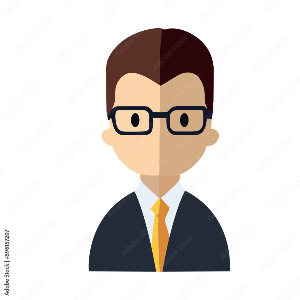 Successful businessman avatar symbol in flat design