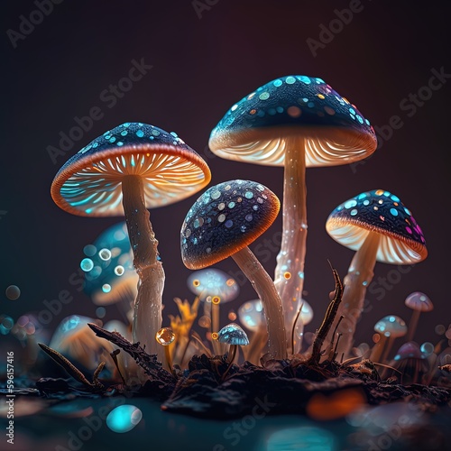 mushrooms in the forest, ia generative
