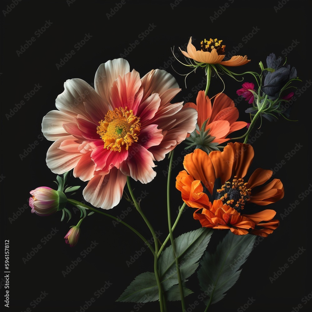 beautiful flowers for frame, dark flowers in 4k, generative AI beautiful flowers for frame, dark flowers in 4k, generative AI