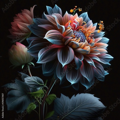 beautiful flowers for frame  dark flowers in 4k  generative AI