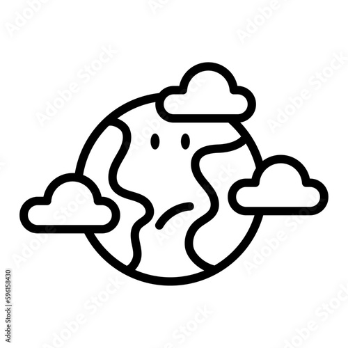 Icono de planeta enfermo. Contaminación ambiental. Ilustración vectorial