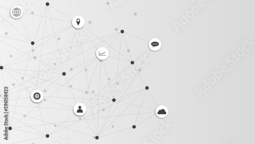 Information or global communication technology with dots and lines connection and business icons.