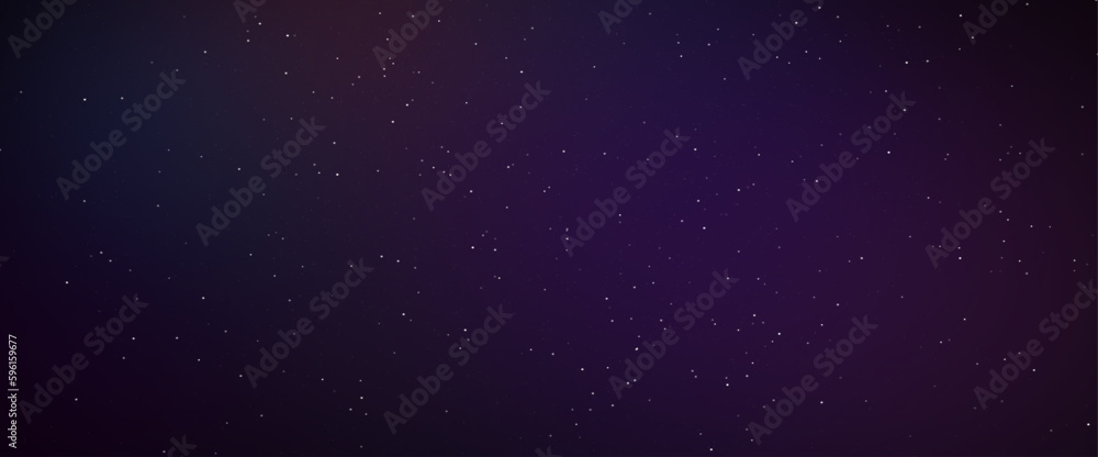 Realistic starry nights with bright shining stars in the gradient sky. Milky way galaxy, Vector Illustration.