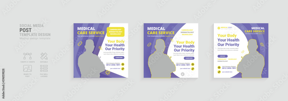 Health service social media marketing post template design
