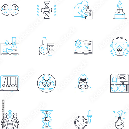 Nanotechnology linear icons set. Nanoparticles, Nanomaterials, Nanorobots, Nanoscale, Nanofibers, Nanowires, Nanotubes line vector and concept signs. Nanocatalysts,Nanofluidics,Nanocarriers outline