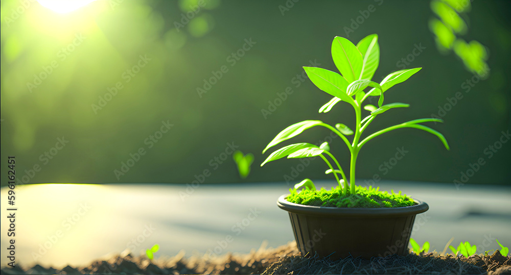 A green plant sprouting from the ground A green plant sprouting from the ground