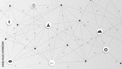 Information or global communication technology with dots and lines connection and business icons.