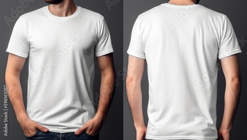 Front and back views of white t-shirt mockup