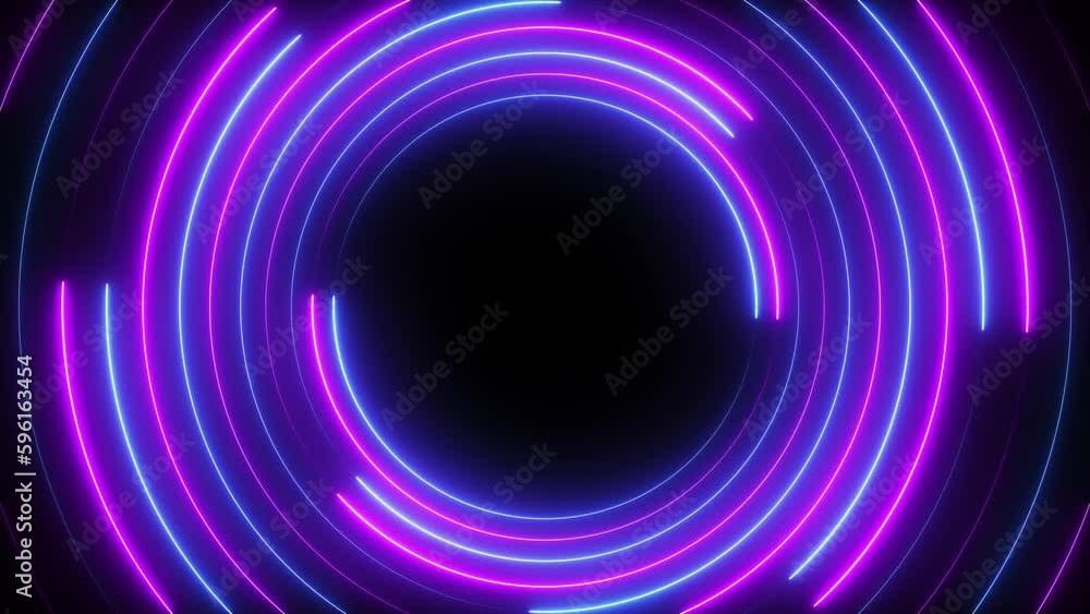 Glowing neon blue and pink circular laser lines motion background loop animation Glowing neon blue and pink circular laser lines motion background loop animation
