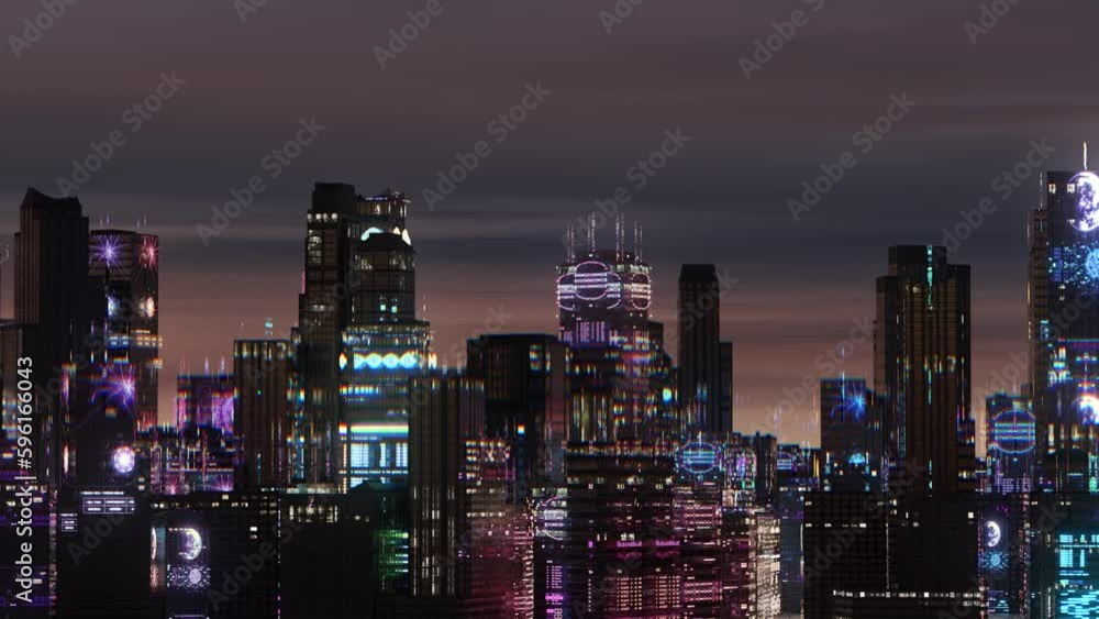 Digital virtual city skyline Digital virtual city skyline