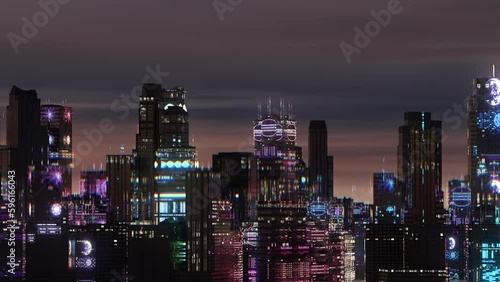 Digital virtual city skyline