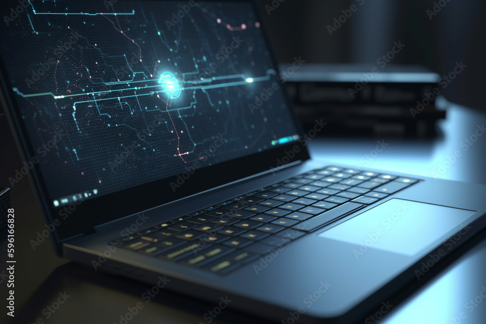 laptop on the table Data visualization on a laptop screen, Generative AI
laptop on the table Data visualization on a laptop screen, Generative AI