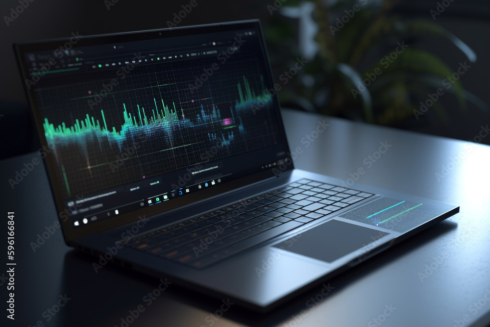 laptop on the screen data visualization on a laptop screen, Generative AI
laptop on the screen data visualization on a laptop screen, Generative AI