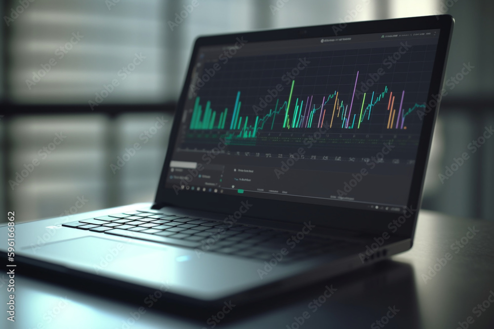 laptop display with graph Data analysis on laptop in office, Generative AI
laptop display with graph Data analysis on laptop in office, Generative AI
