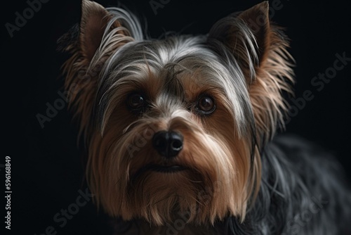A yorkshire terrier with gray fur. Generative AI
