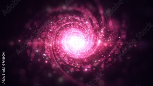 Pink color digital particle dots sparkling, Abstract background for important events, Pink light, Line twist luxury background 3d rendering