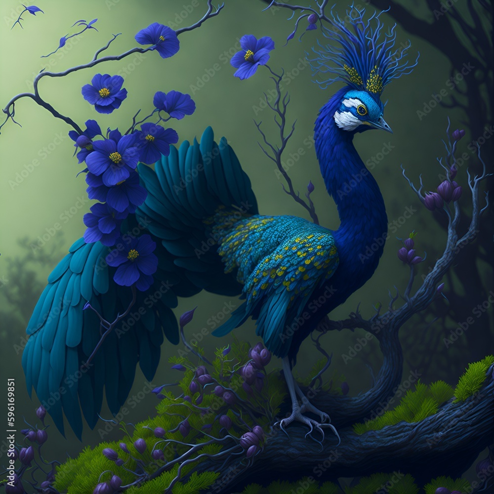 Fototapeta premium peacock with feathers out