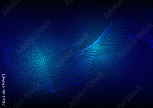 Abstract modern blue dynamic line wave presentation technology background © Sirirat