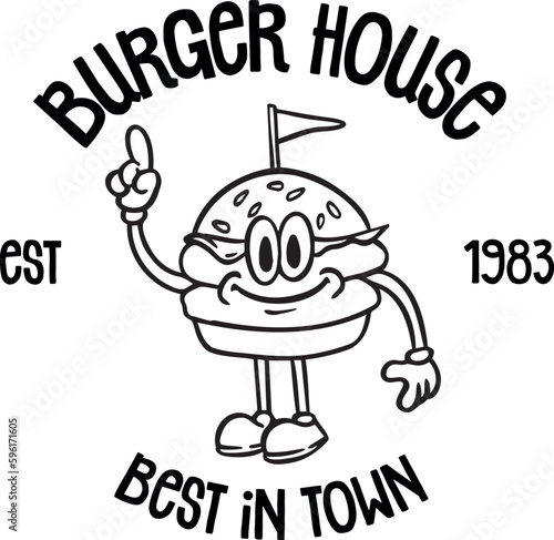 Hand drawn burger vector doodle. Hamburger sketch illustration for print, web and infographics.