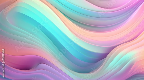 Pastel colored holographic abstract background. Flow  wavy and Curve style.