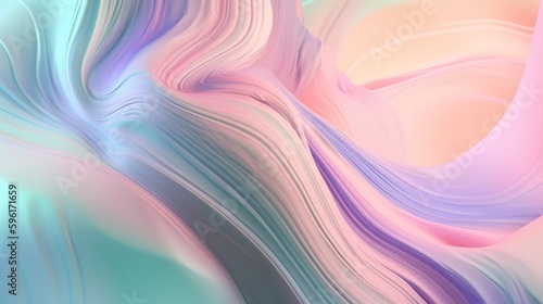 Pastel colored holographic abstract background. Flow  wavy and Curve style.