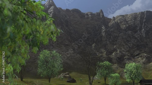 POV walking in a virtual summer landscape