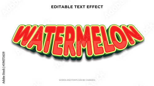 watermelon text effect with 3d style