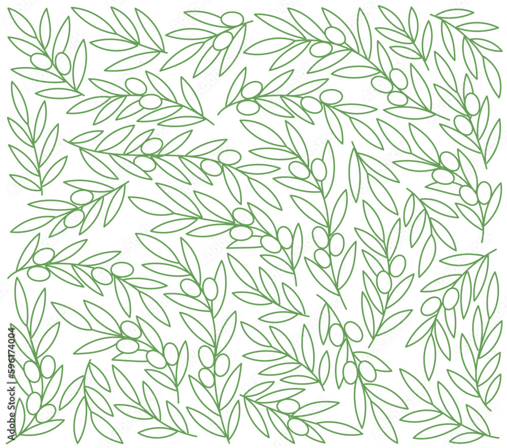 Olive floral pattern background. Editable outline stroke. Vector line. Olive floral pattern background. Editable outline stroke. Vector line.