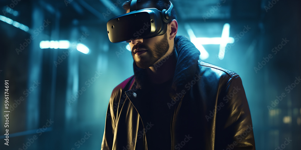 a man appearance experiencing metaverse world with vr a man appearance experiencing metaverse world with vr