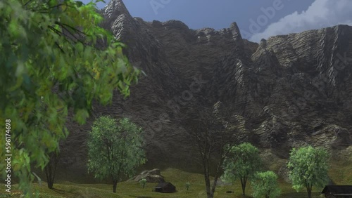 POV walking in a virtual summer landscape