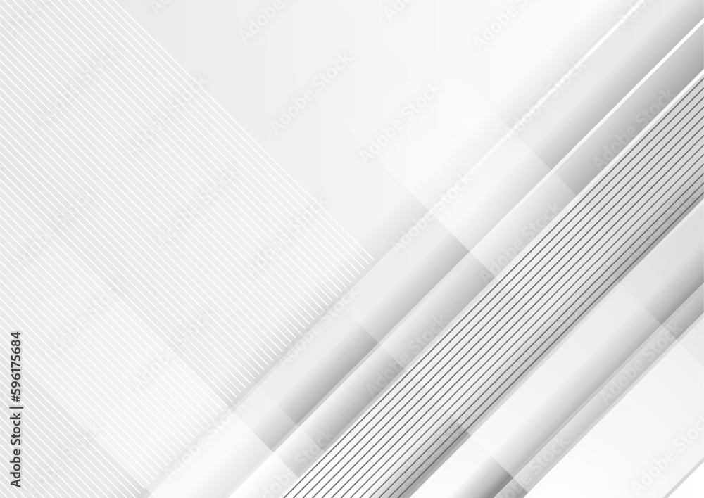 Obraz premium Grey white geometric tech abstract minimal background. Futuristic vector design