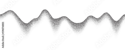 Grainy mountains with noise gradient. Dotted stippled background with grain texture. Vector grunge retro landscape.