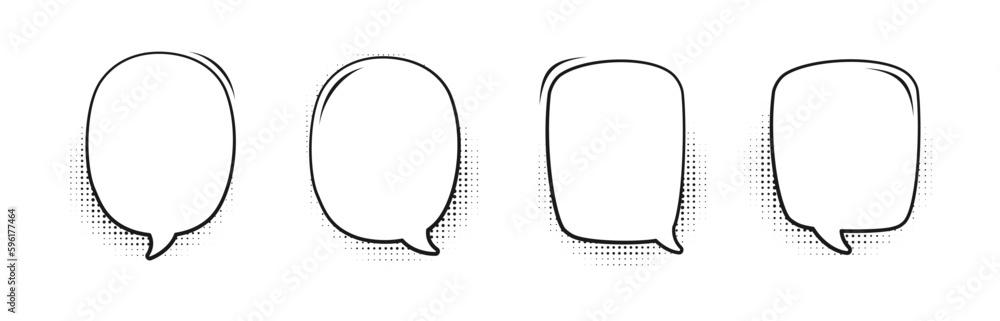 Retro blank comic speech bubbles set with black halftone shadows ...