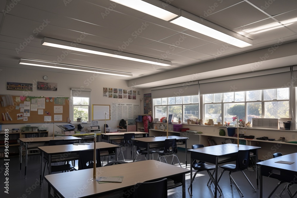 An empty school classroom