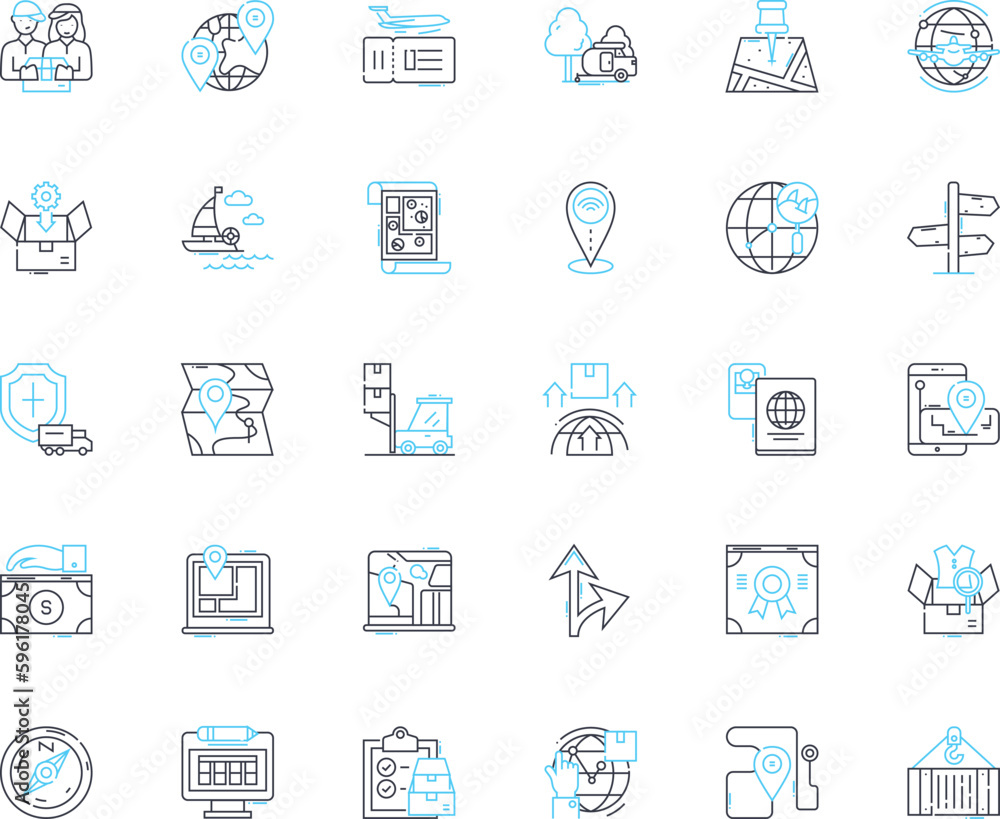 Planetary Migration Planetary migration linear icons set. Exoplanets, Gravitational, Orbit ...