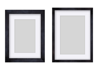 Black wood frame or black ficture frame isolated on transparent background. Object with clipping path