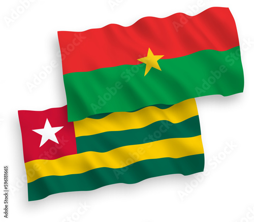 Flags of Togolese Republic and Burkina Faso on a white background